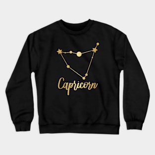 Capricorn Zodiac in Gold - Black Crewneck Sweatshirt